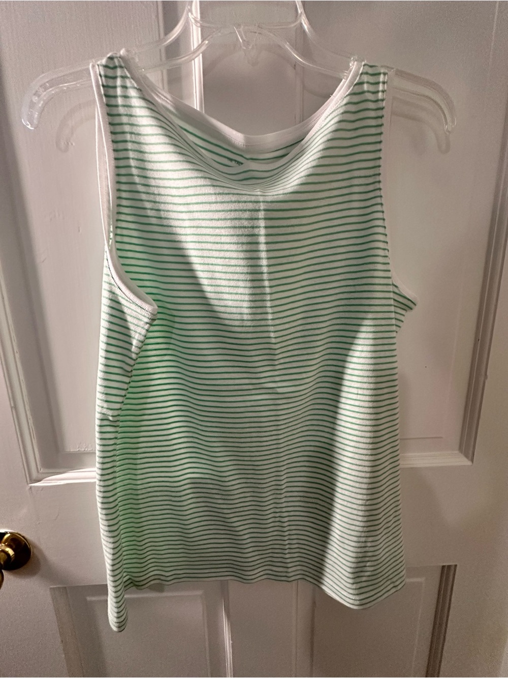 Talbots Green & White Striped Tank Top